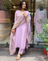 Traditional Function Wear Readymade Suit Collection Lavender Viscose Chanderi Pant Straight Close-up View